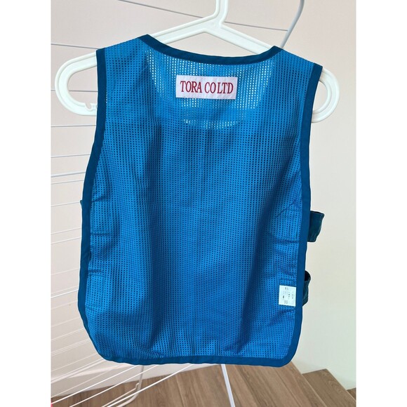 Tora Co Ltd Blue Vest Zipper Kangaroo Pouch Side Kook and Loop Closure Japan - Picture 12 of 12